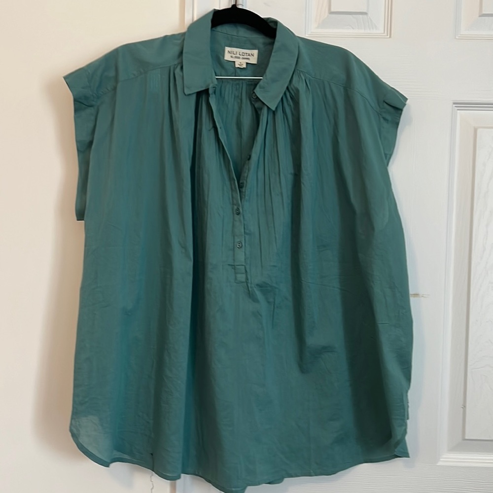 Nili Lotan Normandy Blouse   Jade color. Size S. Excellent condition!